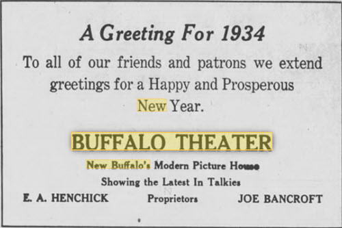 Buff-Lo Theatre - Maybe And Earlier Incarnation Dec 30 1933
